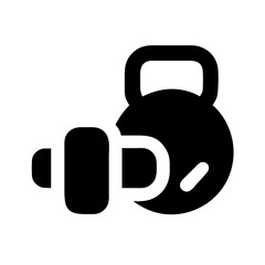Clean Dumbbell and Kettlebell Line Art Icon for Gym Apps

