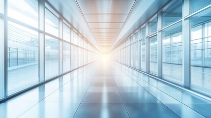Obraz premium Wide blurred background of an empty building pathway or hallway representing a perspective view Ideal for banner backgrounds or concepts related to success