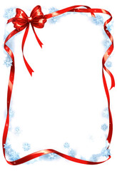 Red Ribbon Snowflake Frame on a transparent background