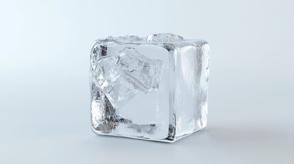 3D illustration of a single ice cube isolated on a white background