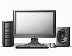 Fototapeta premium digital drawing illustration desktop computer and monitor