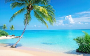 Palm trees and white sand on a tropical beach