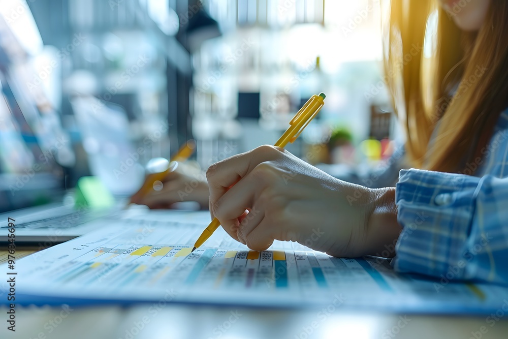 Poster focused study session with colorful charts and notes