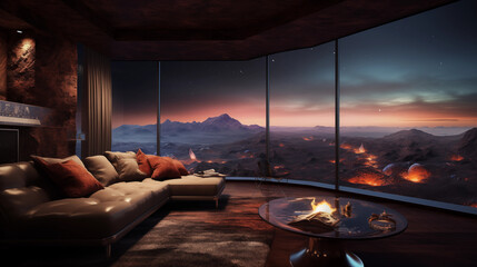 Fototapeta premium Night Sky Stars View from Living Room