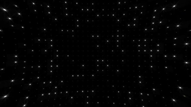 LED lights background with a grid of twinkling bright white lights. Blinking stage lights animation. This minimalist background is full HD and looping.