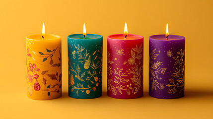 Advent Candle Set for Hope, Peace, Joy, and Love