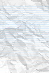 White clean crumpled notebook paper with lines
