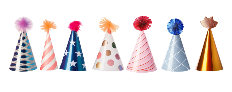 set of multi colored christmas hat