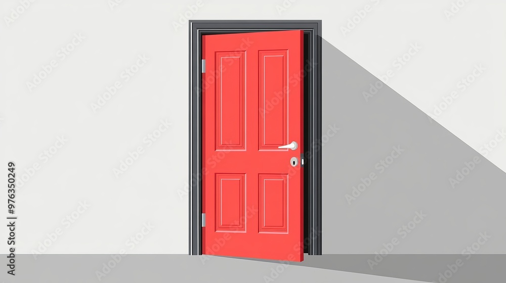 Poster flat vector illustration of a door icon representing an open door isolated on a grey background suit