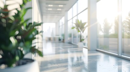 Beautiful blurred background of a light modern office