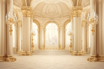 Obraz premium Palace interior background castle hall