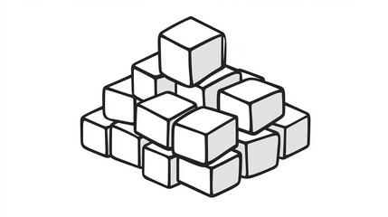 Fototapeta premium Line icon of sugar cubes isolated on a white background Vector illustration