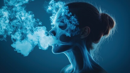 A man surrounded by colorful smoke enjoying a moment of contemplation in a dimly lit setting during the evening hours