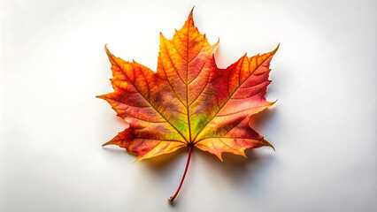 A Single Vibrant Autumn Leaf Against a Crisp White Background, Capturing the Rich, Bold Colors and Intricate Patterns That Embody the Essence of Autumn’s Beauty.