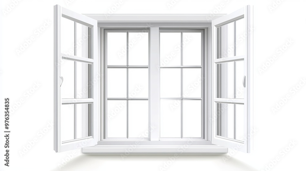 Poster vector illustration of an open window isolated on a white background