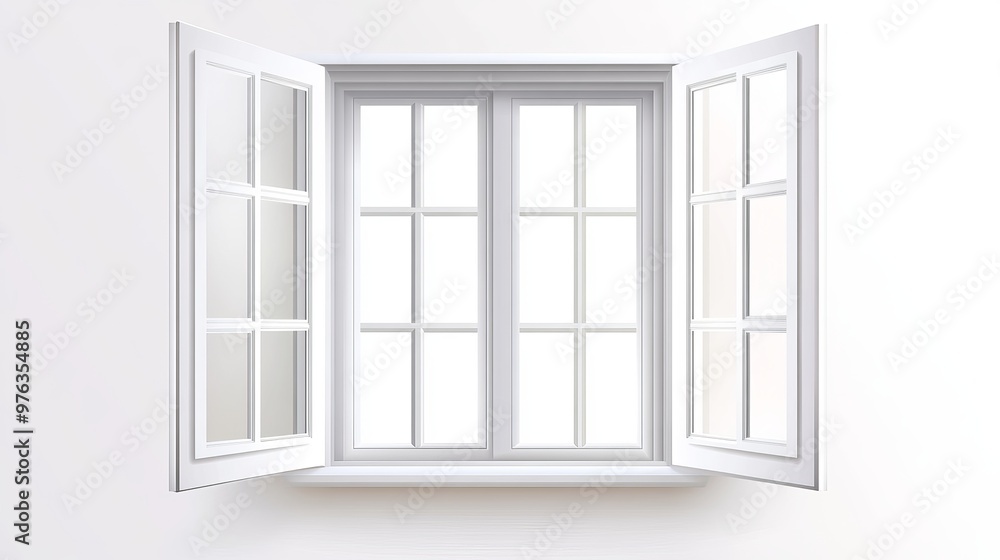 Poster vector illustration of an open window isolated on a white background