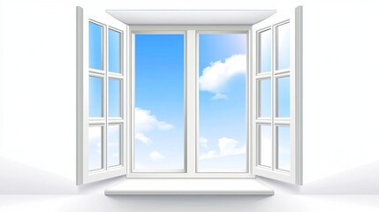 Vector illustration of an open window isolated on a white background
