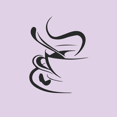 calligraphy character Premium coffee shop logo Cafe mug icon, Coffee cup and Tea cup icon set.Illustration eps 