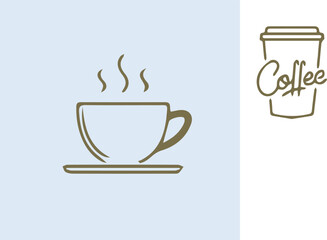 Premium coffee shop logo Cafe mug icon, Coffee cup and Tea cup icon set.Illustration eps