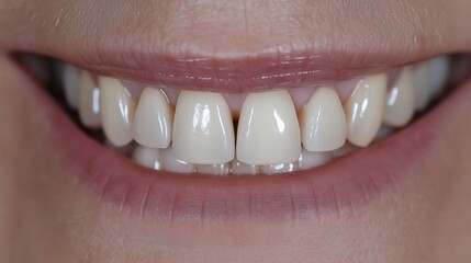 Fototapeta premium CloseUp View of Human Mouth with White Teeth, Promoting Dental Health and Oral Care