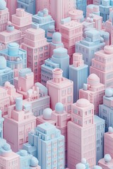 Obraz premium Whimsical pastel colored cityscape with abstract architectural structures