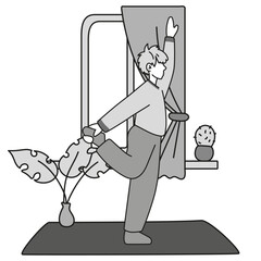 Bodyweight Workout Routine high-Intensity interval training. Infographics showing sports exercises. People doing core strength, balance, endurance. Vector illustration