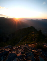 Obraz premium sunset over the mountains