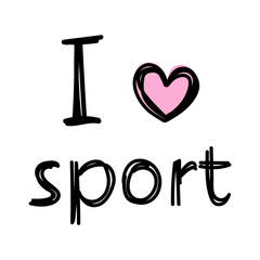 Playful expression of love for sport with vibrant lettering and a heart symbol