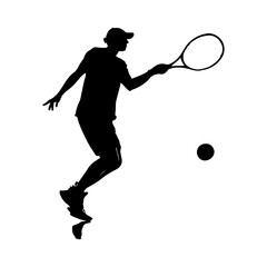 tennis silhouette vactor black color silhouette solid white background 20