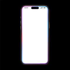 Front view mobile phone mockup with white blank screen isolated on black background. 3d realistic vector smartphone illustration