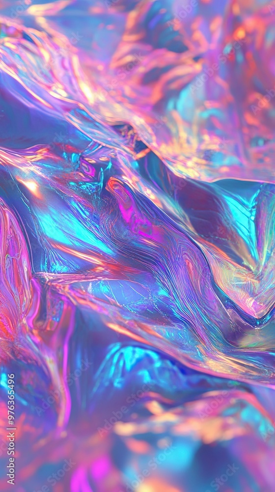Poster Vibrant Abstract Patterns in Iridescent Colors Create a Mesmerizing Visual Display of Fluidity