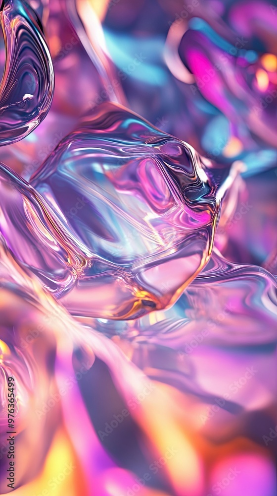 Aufkleber colorful translucent abstract shapes illuminated with vibrant light in a creative art display