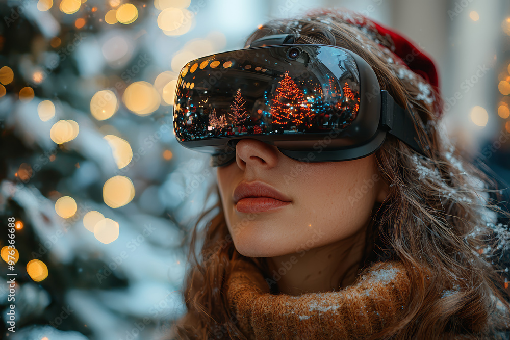 Poster a high-tech christmas eve party where guests use augmented reality glasses to interact with virtual 