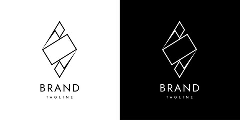 Rhombus Logo Vector Set. Luxury Fashion Sharp Letter S Logotype. Elegant Geometry Icon for Beauty Company. Jewelry Store Sign on Double Background. Monochrome Premium Polygon Symbol. Boutique Mark.