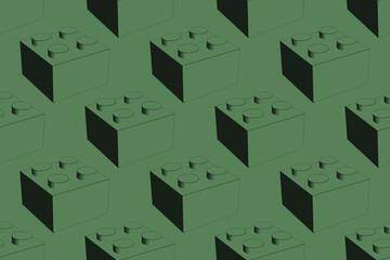 Black inking blocks on green seamless pattern