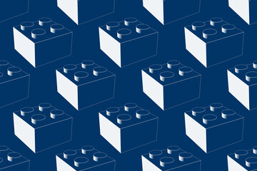 White inking blocks on blue seamless pattern