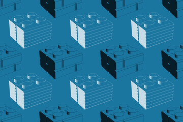 White and black inking blocks on blue seamless pattern