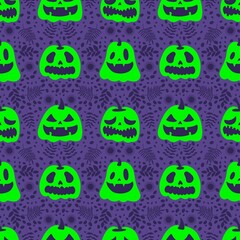 Halloween cute pumpkins seamless monsters pattern for wrapping paper and fabric