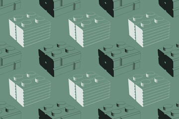 White and black inking blocks on sand green seamless pattern