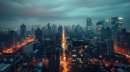 City landscape at night. Generative AI.