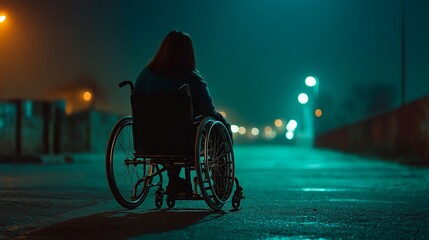 Obraz premium young woman sitting on the wheelchair in front of a window