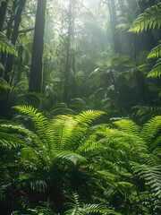 Lush rainforests of Island. Generative AI.