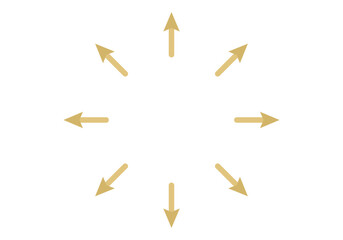 Flechas doradas en círculo representando expansión 