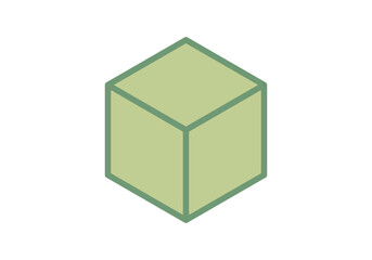 Cubo verde con trazado verde oscuro 