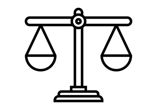 Icono negro de balanza en equilibrio 