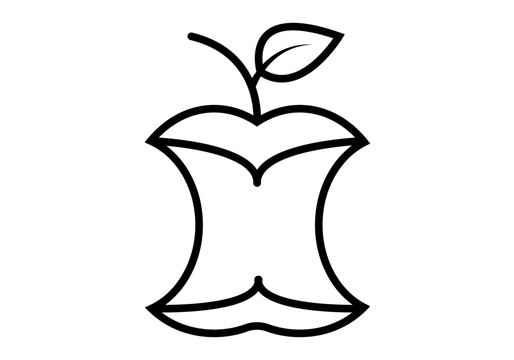 Icono negro de manzana mordida por los dos lados