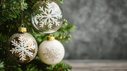 Christmas Tree Ornaments with Snowflake Designs