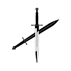 dagger silhouette vector black color silhouette solid white background 26