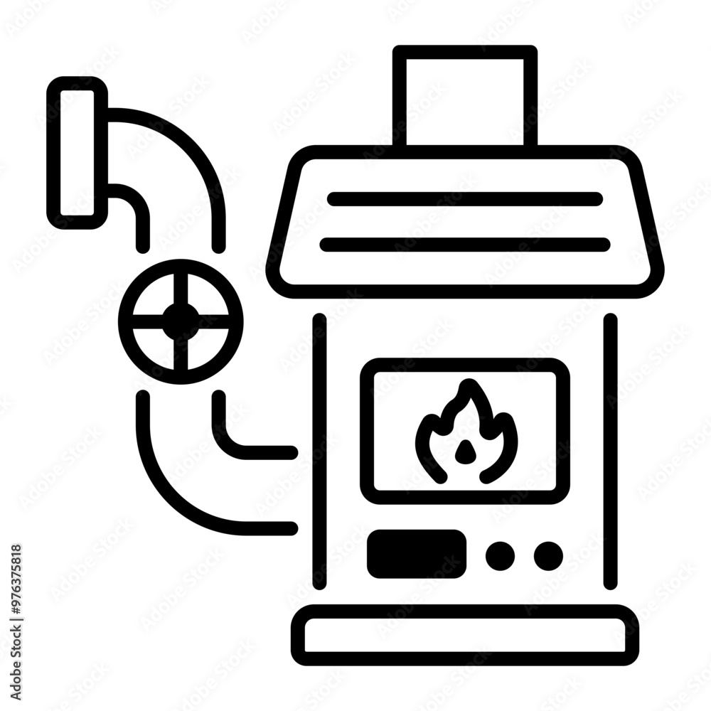 Poster furnace icon in linear style