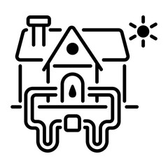 A line icon of a geothermal system 